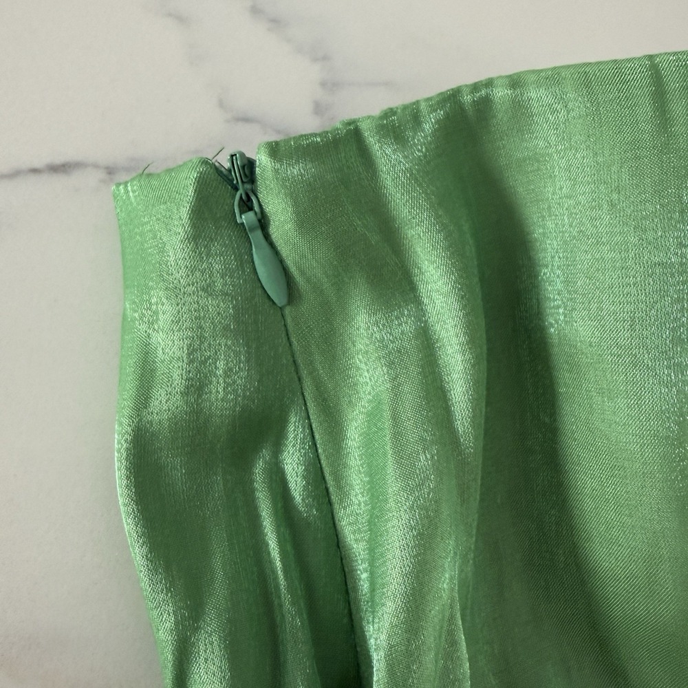 NWT Princess Polly Jupiter Fringe Wrap Mini Skirt Womens 12 Satin Green Dopamine - Picture 5 of 13